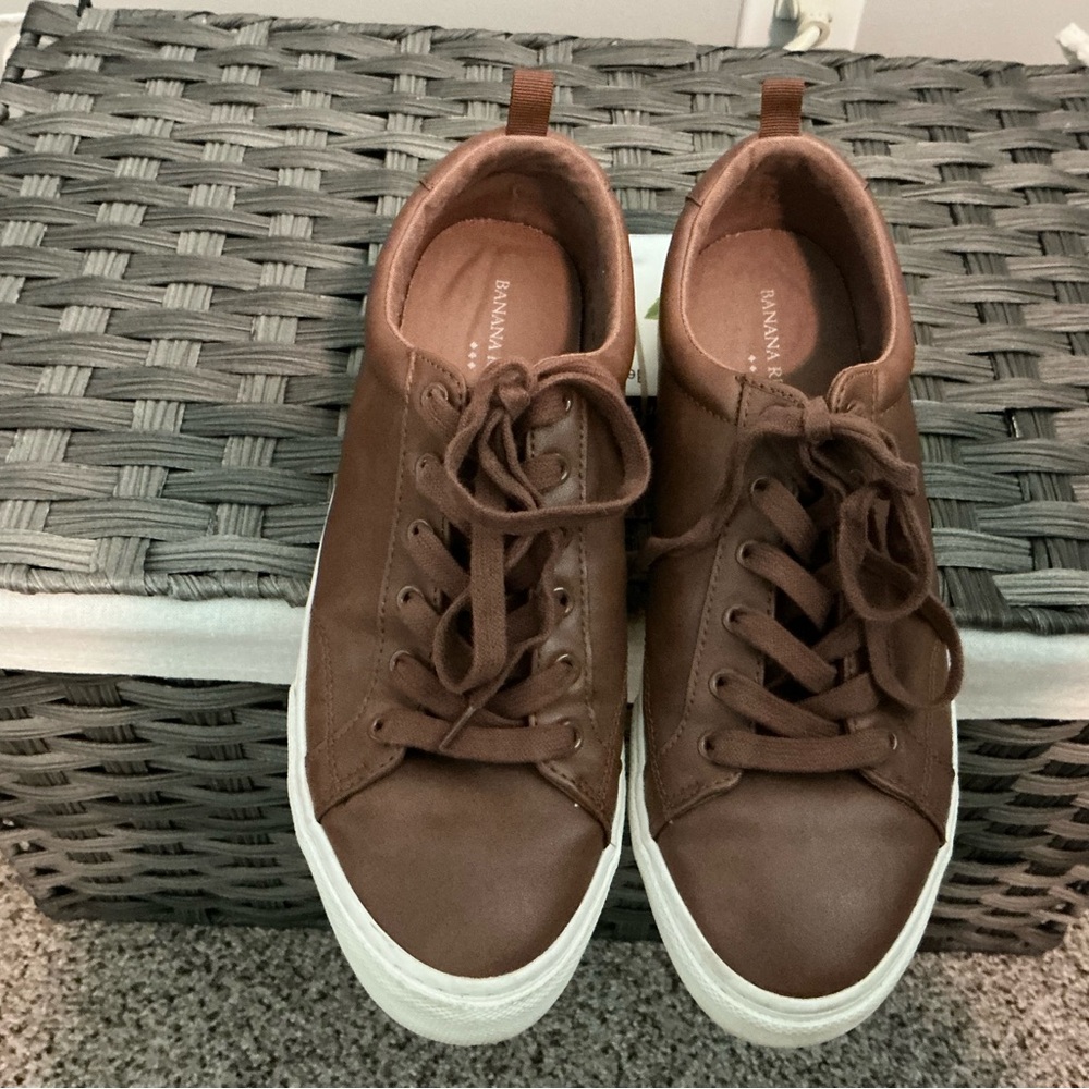 Men's Vegan Leather Sneakers Cognac